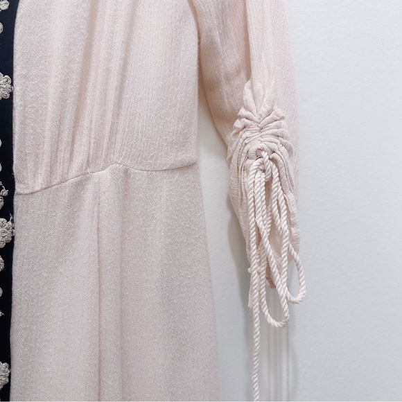 Free People Journey Horizon Embroidered Midi Dress Pink Black Bohemian Boho - Picture 6 of 10